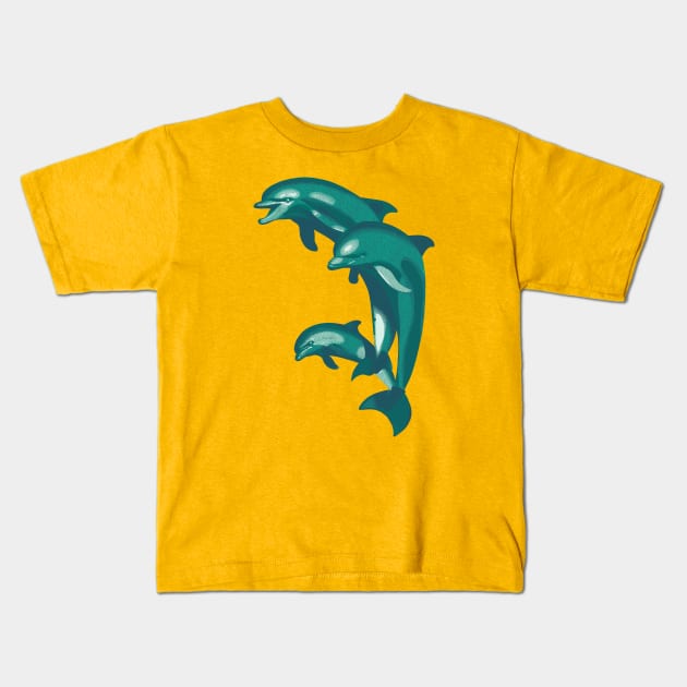 Dolphins sculpture Kids T-Shirt by Mimie20